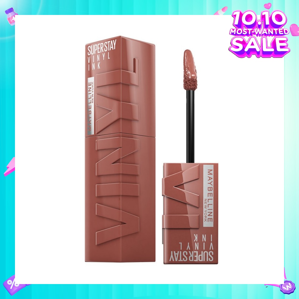 MAYBELLINE SuperStay Vinyl Ink Punchy 120 Liquid Lipstick (Smudge Proof + 16 Hours Long Wearing) 41g