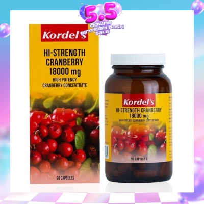 KORDEL'S - Hi-Strength Cranberry 18000 Mg Capsules (Support Urinary Tract Health) 90s