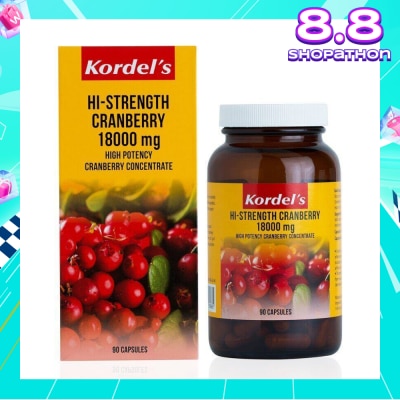 KORDEL'S Hi-Strength Cranberry 18000 Mg Capsules (Support Urinary Tract Health) 90s