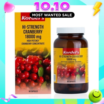KORDEL'S Hi Strength Cranberry 18000 Mg Capsules (Support Urinary Tract Health) 90s image