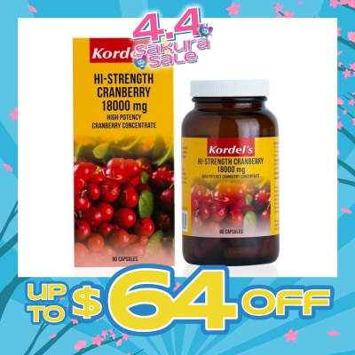 KORDEL'S - Hi-Strength Cranberry 18000 Mg Capsules (Support Urinary Tract Health) 90s