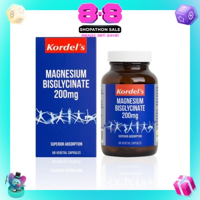KORDEL'S - Magnesium Bisglycinate 200Mg Vegetal Capsules (Support Bone And Muscle Health) 60s