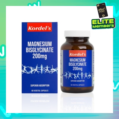 KORDEL'S Magnesium Bisglycinate 200Mg Vegetal Capsules (Support Bone And Muscle Health) 60s