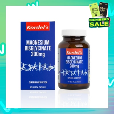 KORDEL'S Magnesium Bisglycinate 200Mg Vegetal Capsules (Support Bone And Muscle Health) 60s
