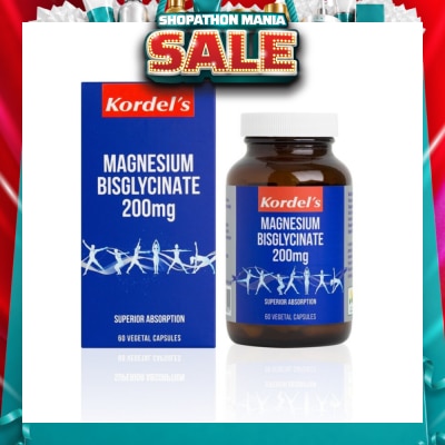 KORDEL'S - Magnesium Bisglycinate 200Mg Vegetal Capsules (Support Bone And Muscle Health) 60s