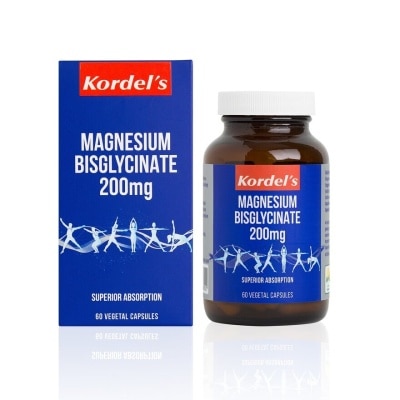 KORDEL'S Magnesium Bisglycinate 200Mg Vegetal Capsules (Support Bone And Muscle Health) 60s