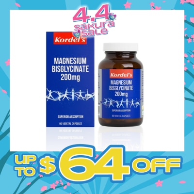 KORDEL'S - Magnesium Bisglycinate 200Mg Vegetal Capsules (Support Bone And Muscle Health) 60s