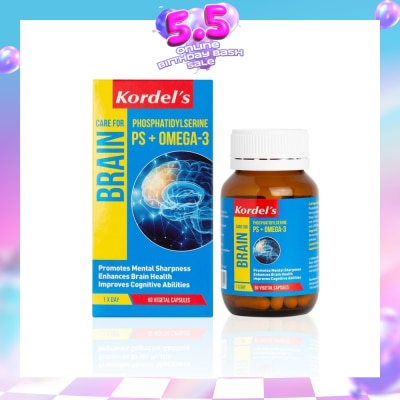 KORDEL'S - Ps + Omega 3 Vegetal Capsules (To Support Healthy Brain Functions, Promotes Mental Sharpness, Enhances Brain Health, Improves Cognitive Abilities) 60s (Expiry: Feb`2027)