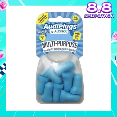 AUDIPLUGS Multi-Purpose Eco-Friendly Earplugs Size L Pair (To Reduce or Block Out Medium Noise SNR 36dB) 4s