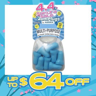 AUDIPLUGS - Multi-Purpose Eco-Friendly Earplugs Size L Pair 4s