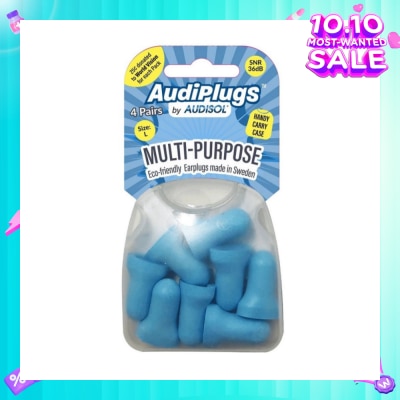 AUDIPLUGS Multi-Purpose Eco-Friendly Earplugs Size L Pair 4s (Expiry: May`2026)