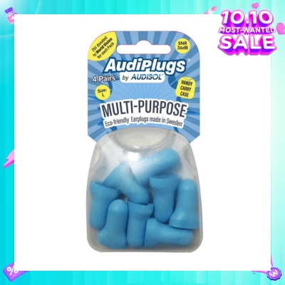 AUDIPLUGS Multi-Purpose Eco-Friendly Earplugs Size L Pair 4s (Expiry: May`2026)