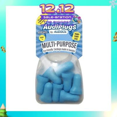 AUDIPLUGS Multi-Purpose Eco-Friendly Earplugs Size L Pair 4s (Expiry: May`2026)