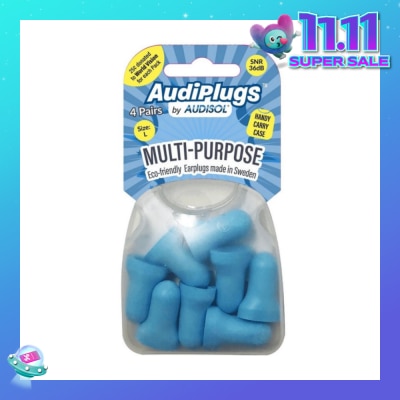 AUDIPLUGS Multi-Purpose Eco-Friendly Earplugs Size L Pair 4s (Expiry: May`2026)