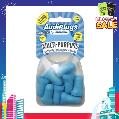 AUDIPLUGS Multi-Purpose Eco-Friendly Earplugs Size L Pair (To Reduce or Block Out Medium Noise SNR 36dB) 4s
