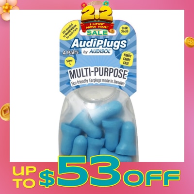 AUDIPLUGS Multi-Purpose Eco-Friendly Earplugs Size L Pair 4s (Expiry: May`2026)