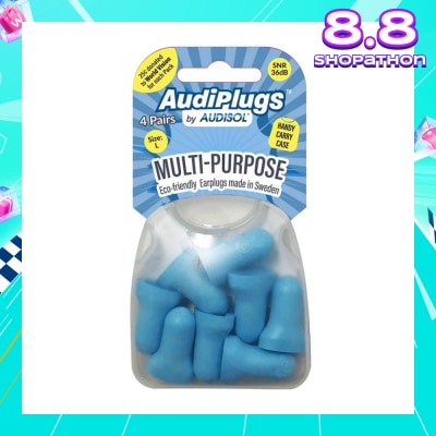 AUDIPLUGS Multi-Purpose Eco-Friendly Earplugs Size L Pair (To Reduce or Block Out Medium Noise SNR 36dB) 4s