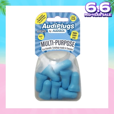 AUDIPLUGS Multi-Purpose Eco-Friendly Earplugs Size L Pair (To Reduce or Block Out Medium Noise SNR 36dB) 4s