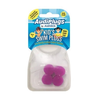 AUDIPLUGS Kid's Swim Earplugs Size S Pair (With Handy Carry Case) 2s