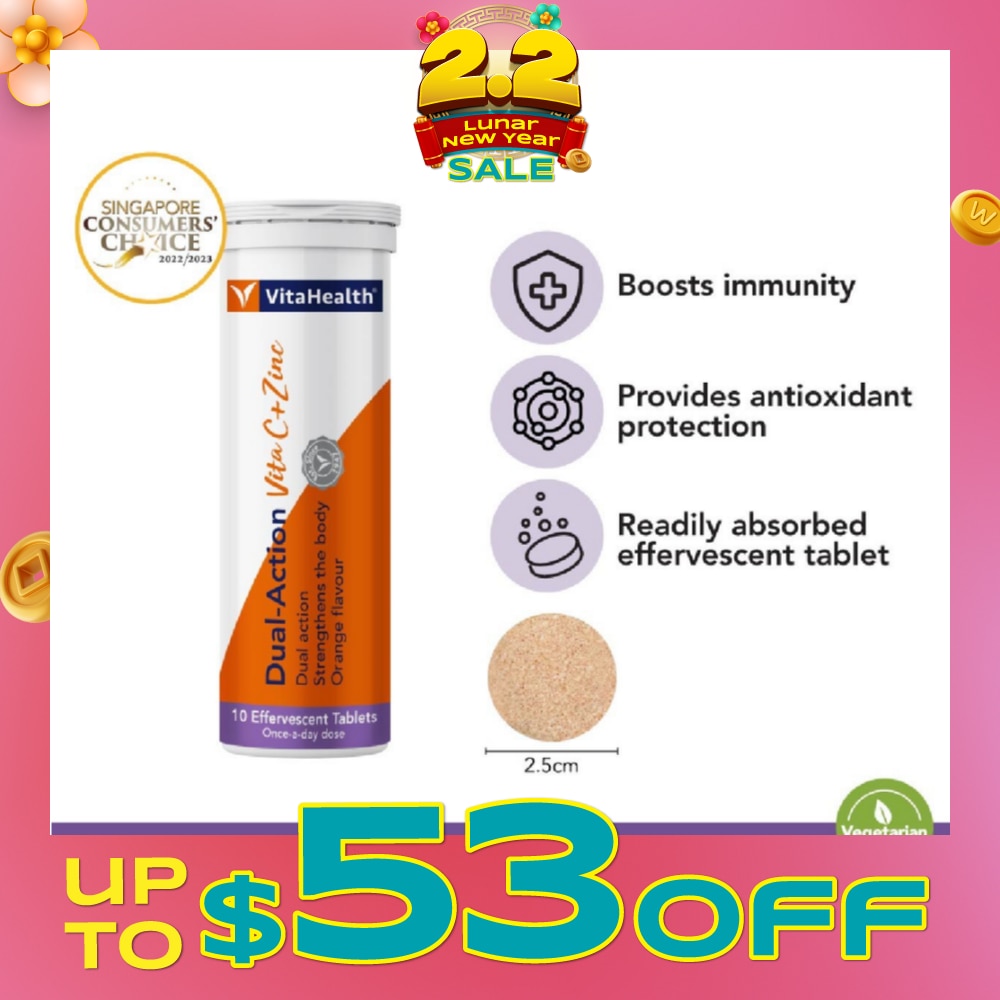 Dual-Action Vita C + Zinc Efferverscent Tablet Orange 10s