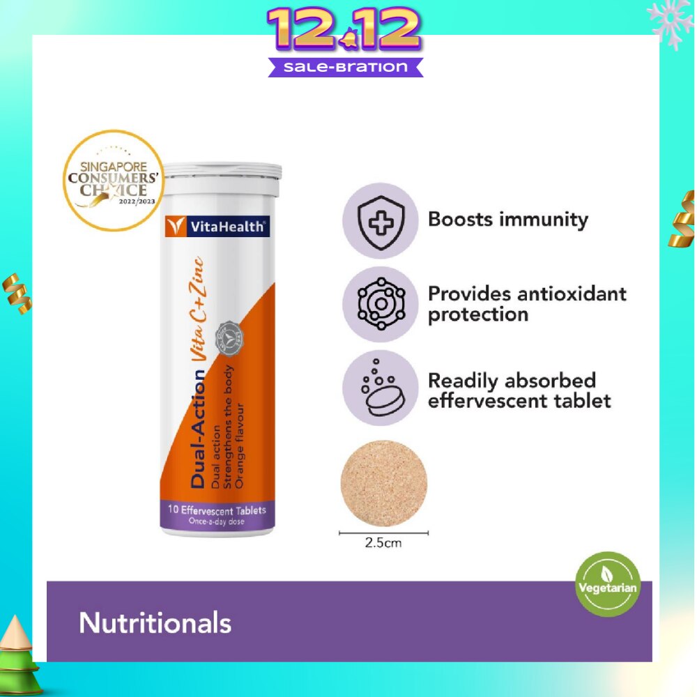 Dual-Action Vita C + Zinc Efferverscent Tablet Orange 10s