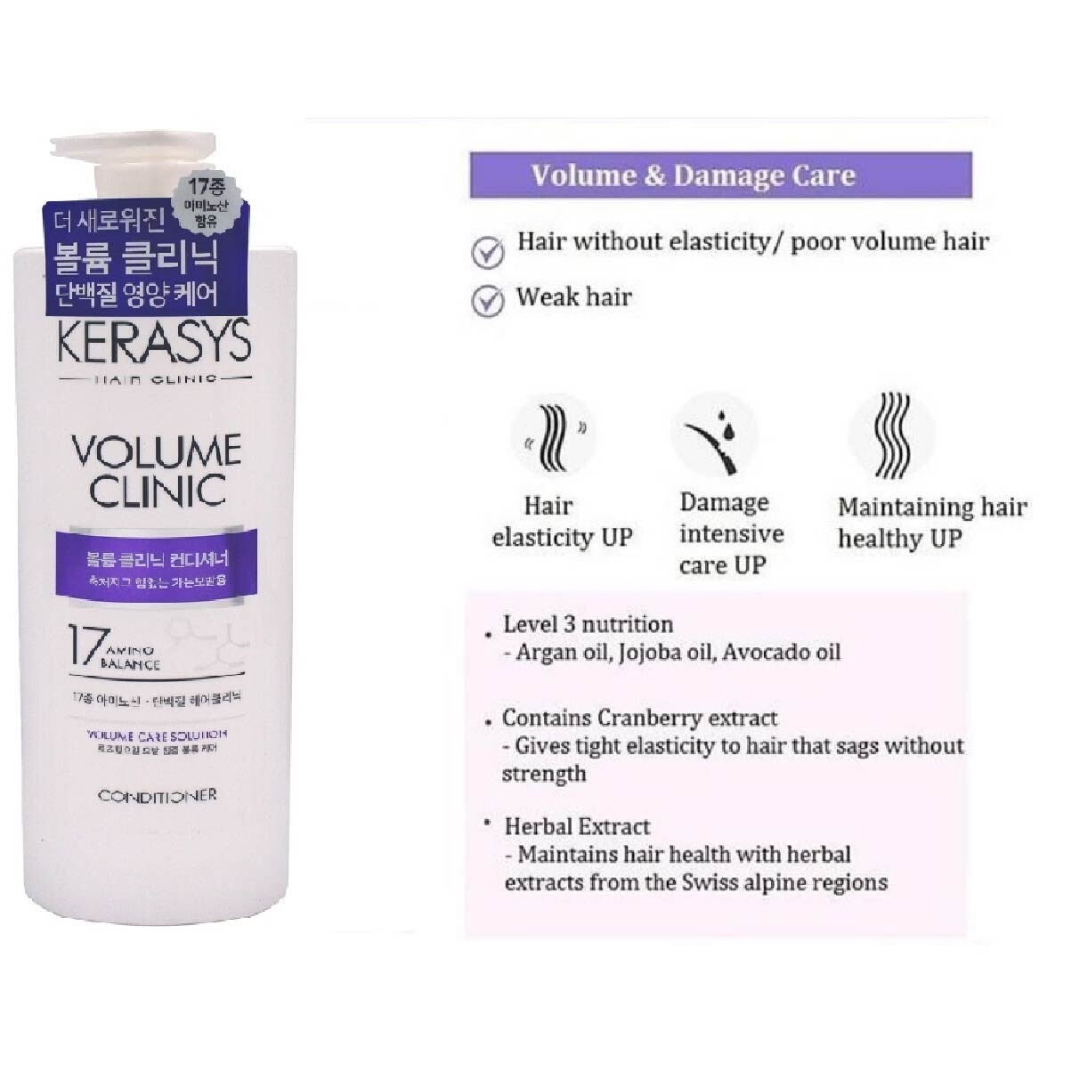 3 Step Hair Clinic System Volume Clinic Nourishing Conditioner (For Wavy, Permed, Flat, Weak Hair) 750ml