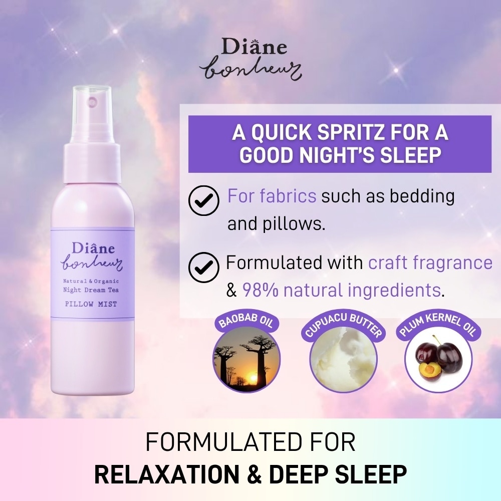 Night Dream Tea Pillow Mist (Sleep Inducing Scent Technology To Ease Your Mind) 95ml