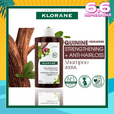 KLORANE Strengthening - Thinning Hair Quinine & Organic Edelweiss Shampoo (Compatible With Pregnancy & Breast-Feeding) 400ml