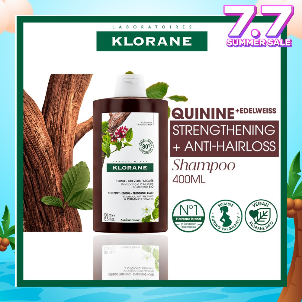 Strengthening - Thinning Hair Quinine & Organic Edelweiss Shampoo (Compatible With Pregnancy & Breast-Feeding) 400ml