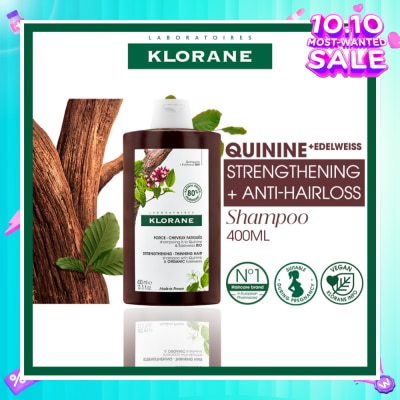 KLORANE Strengthening - Thinning Hair Quinine & Organic Edelweiss Shampoo (Compatible With Pregnancy & Breast-Feeding) 400ml
