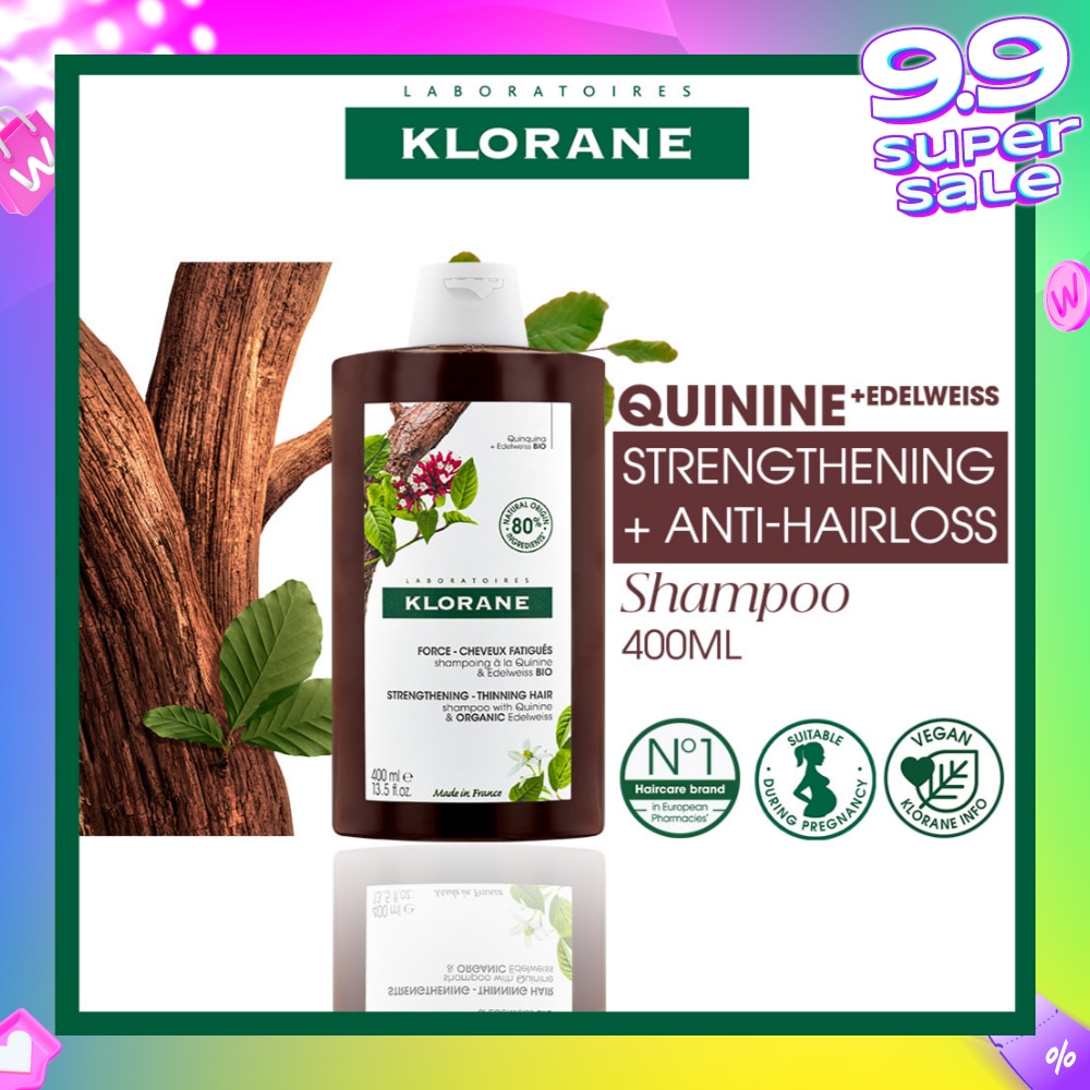 Strengthening - Thinning Hair Quinine & Organic Edelweiss Shampoo (Compatible With Pregnancy & Breast-Feeding) 400ml