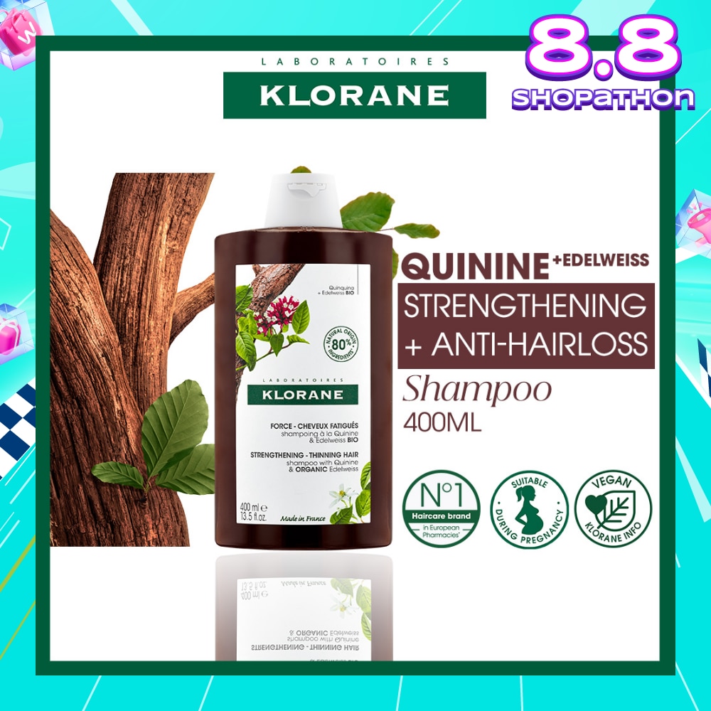 Strengthening - Thinning Hair Quinine & Organic Edelweiss Shampoo (Compatible With Pregnancy & Breast-Feeding) 400ml