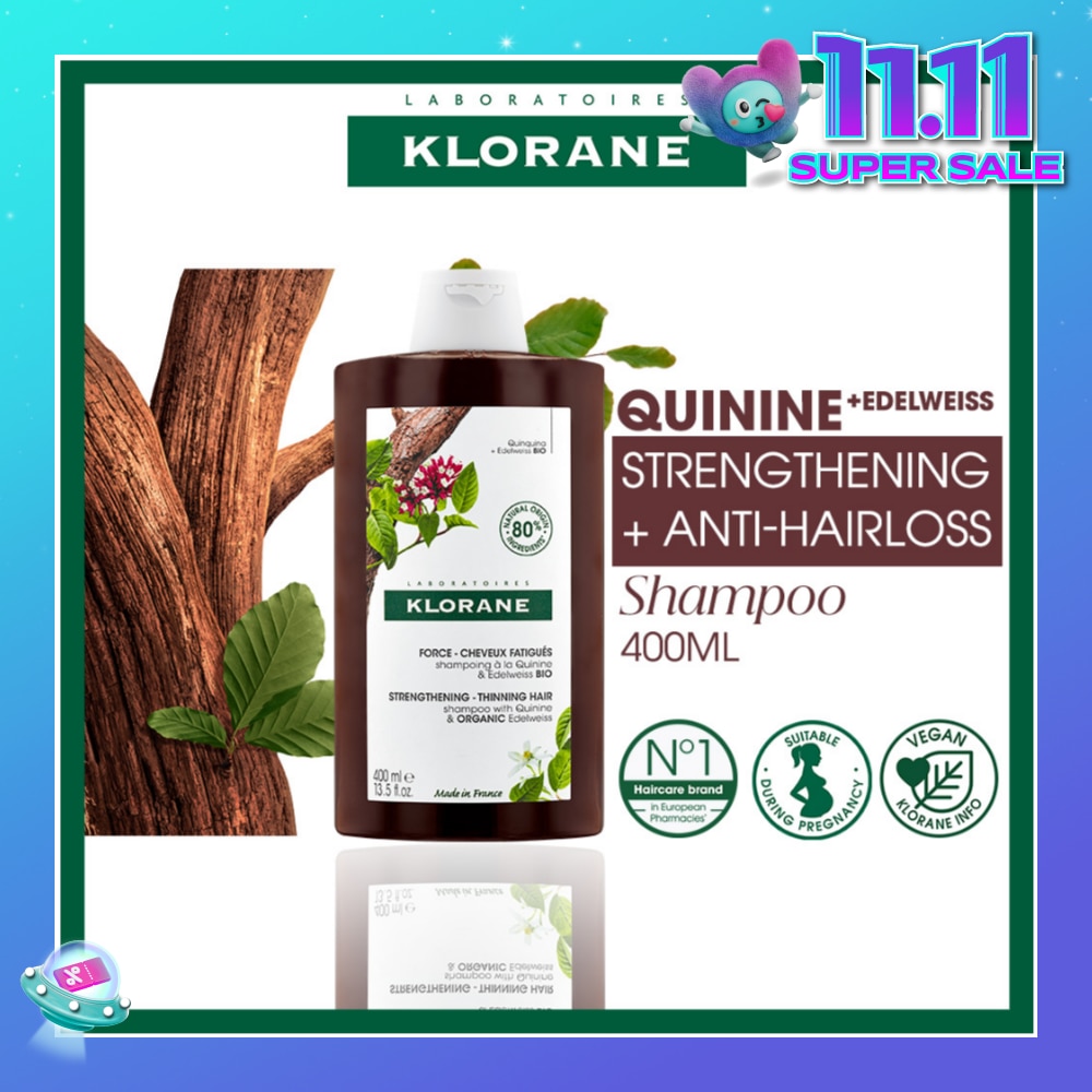 Strengthening - Thinning Hair Quinine & Organic Edelweiss Shampoo (Compatible With Pregnancy & Breast-Feeding) 400ml