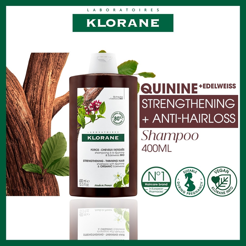 Strengthening - Thinning Hair Quinine & Organic Edelweiss Shampoo (Compatible With Pregnancy & Breast-Feeding) 400ml