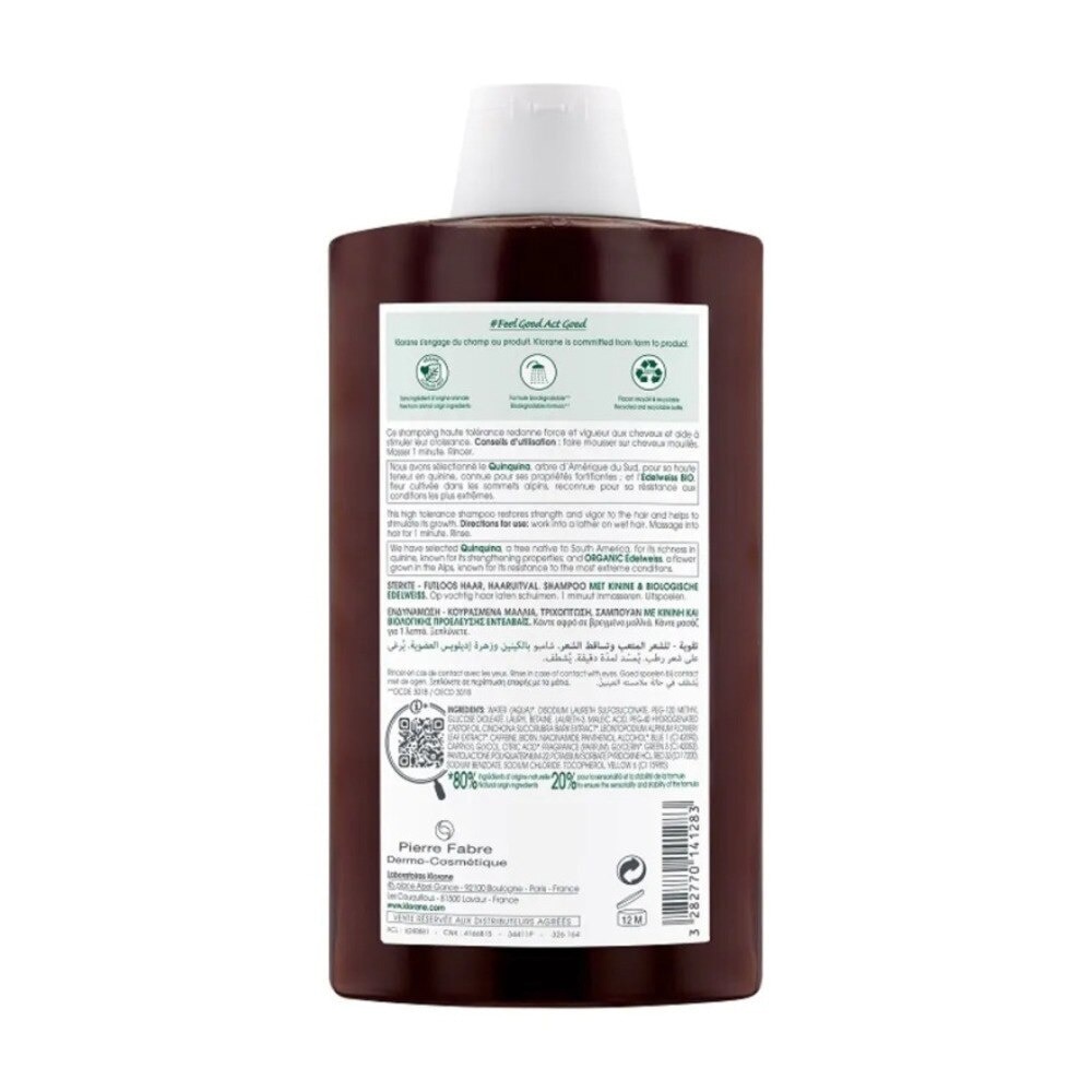 KLORANE Quinine Shampoo 400ml (For Hair Loss & Thinning)