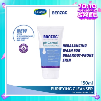 BENZAC Ph Control Antibacterial Face Wash (Rebalancing Wash For Acne-Prone Skin + Removes Bacteria To Prevent Spots) 150ml