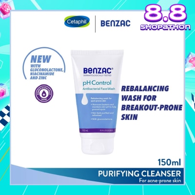 BENZAC Ph Control Antibacterial Face Wash (Rebalancing Wash For Acne-Prone Skin + Removes Bacteria To Prevent Spots) 150ml