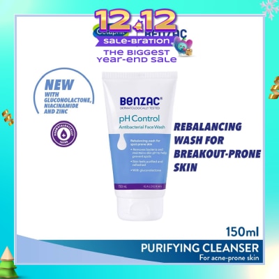 BENZAC Ph Control Antibacterial Face Wash (Rebalancing Wash For Acne-Prone Skin + Removes Bacteria To Prevent Spots) 150ml