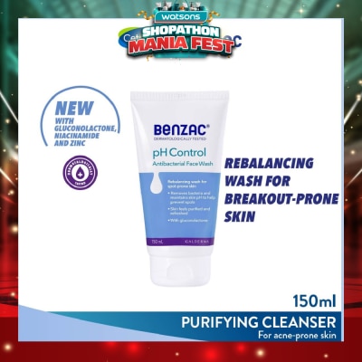 BENZAC - Ph Control Antibacterial Face Wash (Rebalancing Wash For Acne-Prone Skin + Removes Bacteria To Prevent Spots) 150ml