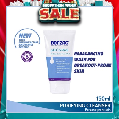 BENZAC - Ph Control Antibacterial Face Wash (Rebalancing Wash For Acne-Prone Skin + Removes Bacteria To Prevent Spots) 150ml