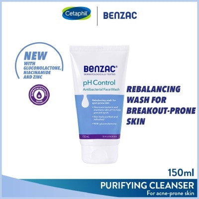 BENZAC Ph Control Antibacterial Face Wash (Rebalancing Wash For Acne-Prone Skin + Removes Bacteria To Prevent Spots) 150ml