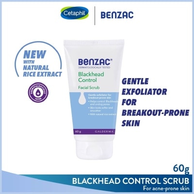 BENZAC Blackhead Control Facial Scrub (Gentle Exfoliator With Natural Rice Extract For Breakout-Prone Skin) 60g