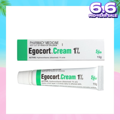 EGO QV Egocort Cream 1% (For Relief Of Skin Irritation, Itching & Rashes Due to Eczema, Dermatitis & Psoriasis) 15g
