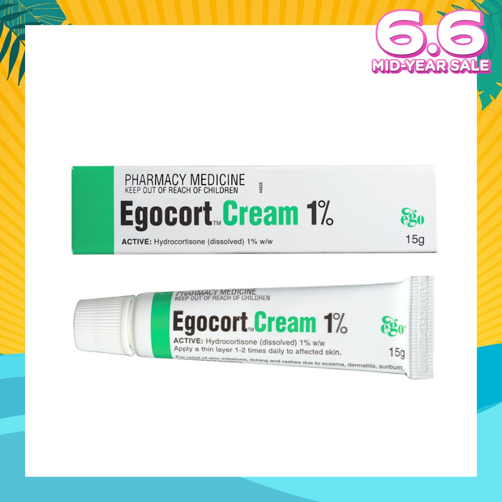 Egocort Cream 1% (For Relief Of Skin Irritation, Itching & Rashes Due to Eczema, Dermatitis & Psoriasis) 15g