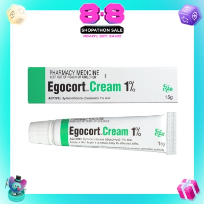 EGO QV - Egocort Cream 1% (For Relief Of Skin Irritation, Itching & Rashes Due to Eczema, Dermatitis & Psoriasis) 15g