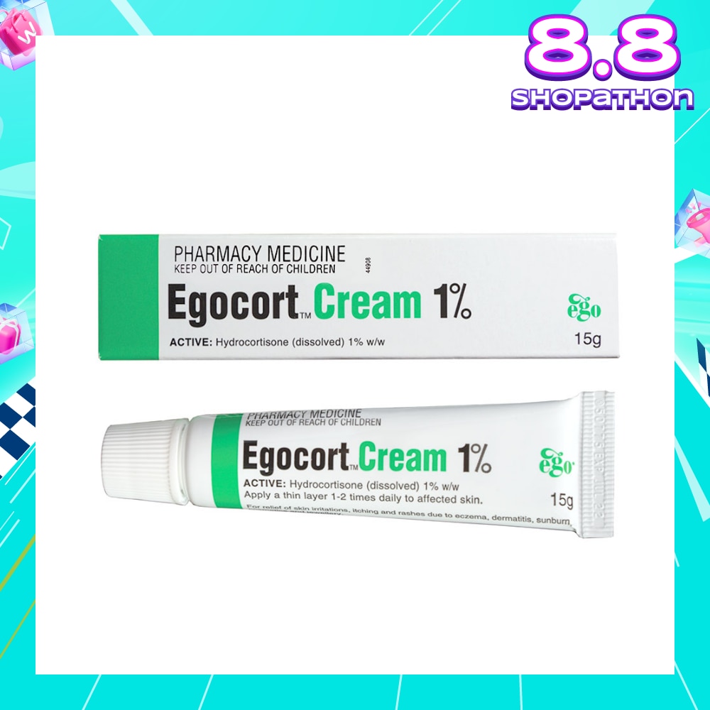 Egocort Cream 1% (For Relief Of Skin Irritation, Itching & Rashes Due to Eczema, Dermatitis & Psoriasis) 15g