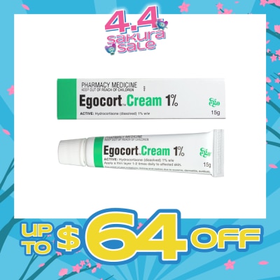 EGO QV - Egocort Cream 1% (For Relief Of Skin Irritation, Itching & Rashes Due to Eczema, Dermatitis & Psoriasis) 15g