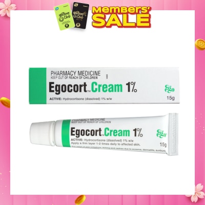 EGO QV Egocort Cream 1% (For Relief Of Skin Irritation, Itching & Rashes Due to Eczema, Dermatitis & Psoriasis) 15g