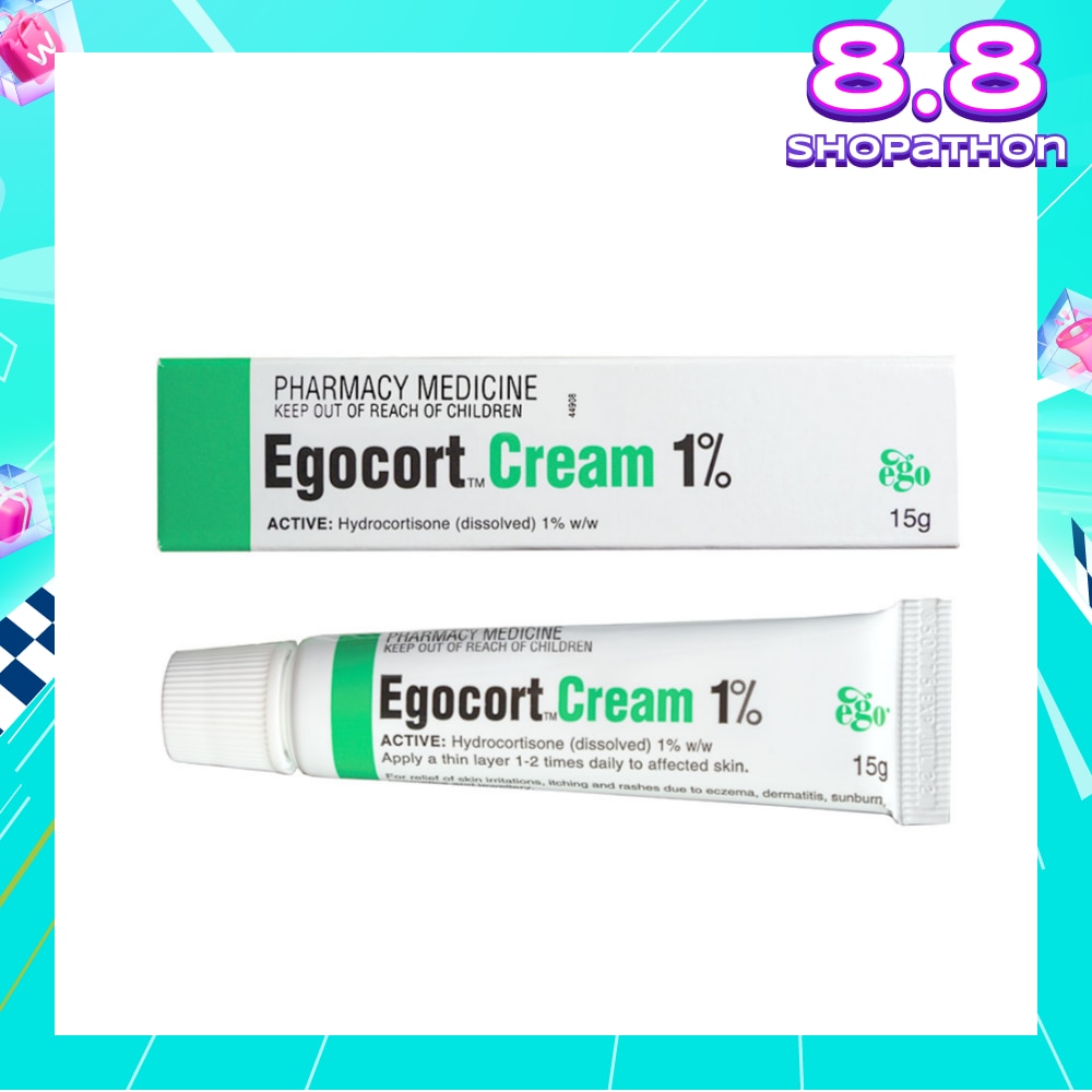 Egocort Cream 1% (For Relief Of Skin Irritation, Itching & Rashes Due to Eczema, Dermatitis & Psoriasis) 15g