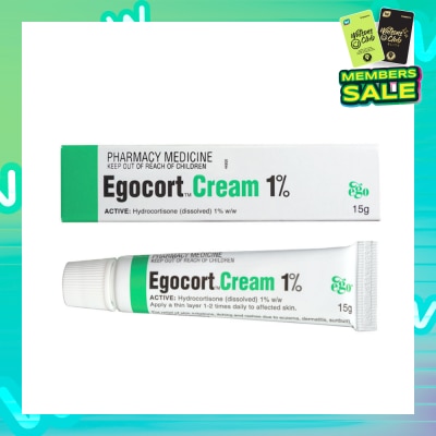 EGO QV Egocort Cream 1% (For Relief Of Skin Irritation, Itching & Rashes Due to Eczema, Dermatitis & Psoriasis) 15g